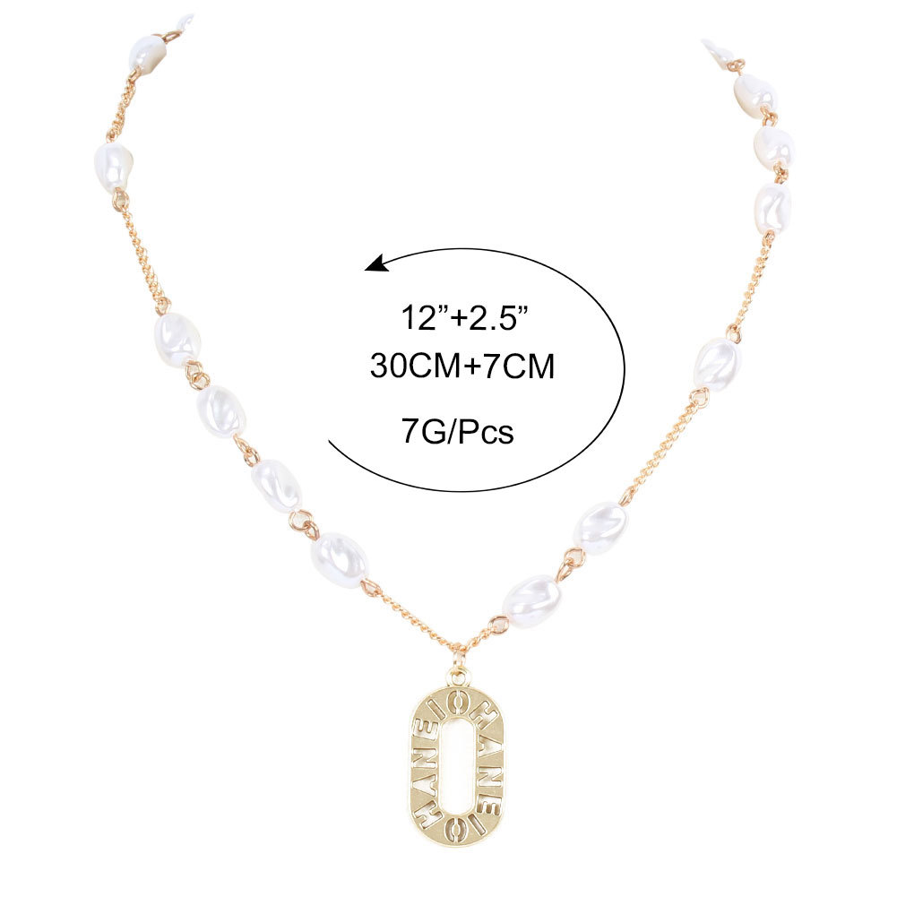 Fashion Alloy Letter Pendant Pearl Necklace display picture 1