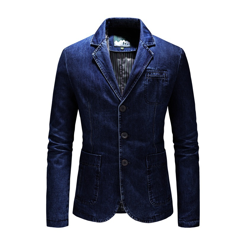 Men's Clothing new denim suit spring and autumn jacket small suit_voghion.com