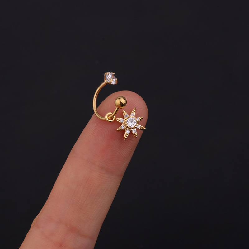 Ear Cartilage Rings & Studs Geometric 316 Stainless Steel  Copper Inlaid Zircon display picture 8