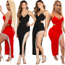 WISH速卖通eBay2020欧美女装时尚水钻性感吊带夜店裙连衣裙 H3356