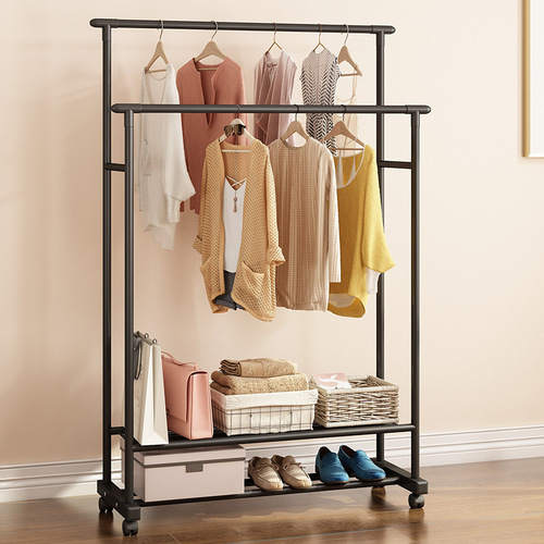 Single pole clothes drying rack floor-standing household clothes drying rod indoor clothes drying rack floor bedroom balcony mobile clothes hanging rack