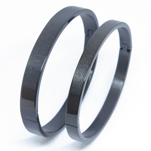 Euramerican Fashion Engraved English Men's and Women's Couple's Stainless Steel Bracelet Vacuum Electroplated Bracelet Factory Wholesale