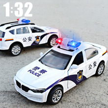 仿真汽車模型警車救護車兒童玩具車聲光雙開門合金車回力生日禮物
