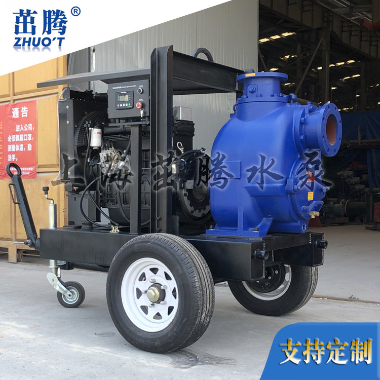 6寸移动式防汛泵车 大型水泵8寸大流量污水防汛排洪排涝柴油水泵