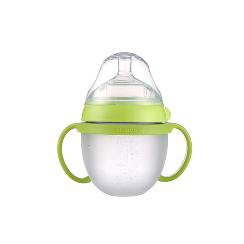 Manufacturer liquid silicone baby bottle large diameter wide mouth silicone baby bottle anti-flatulence anti-fall baby silicone baby bottle