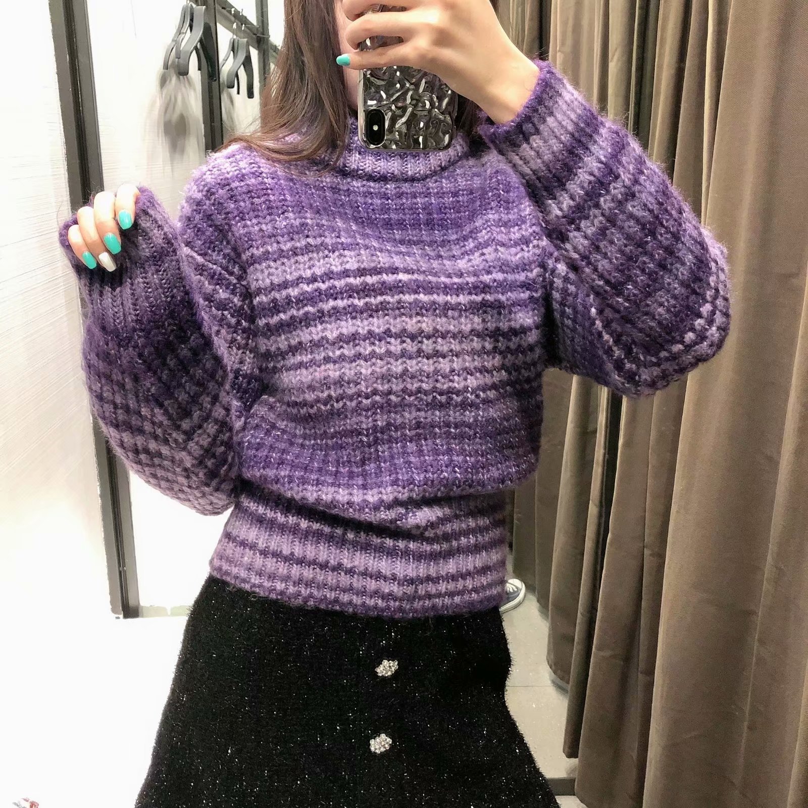 Fashion gradient color women s sweater  NSAM8091