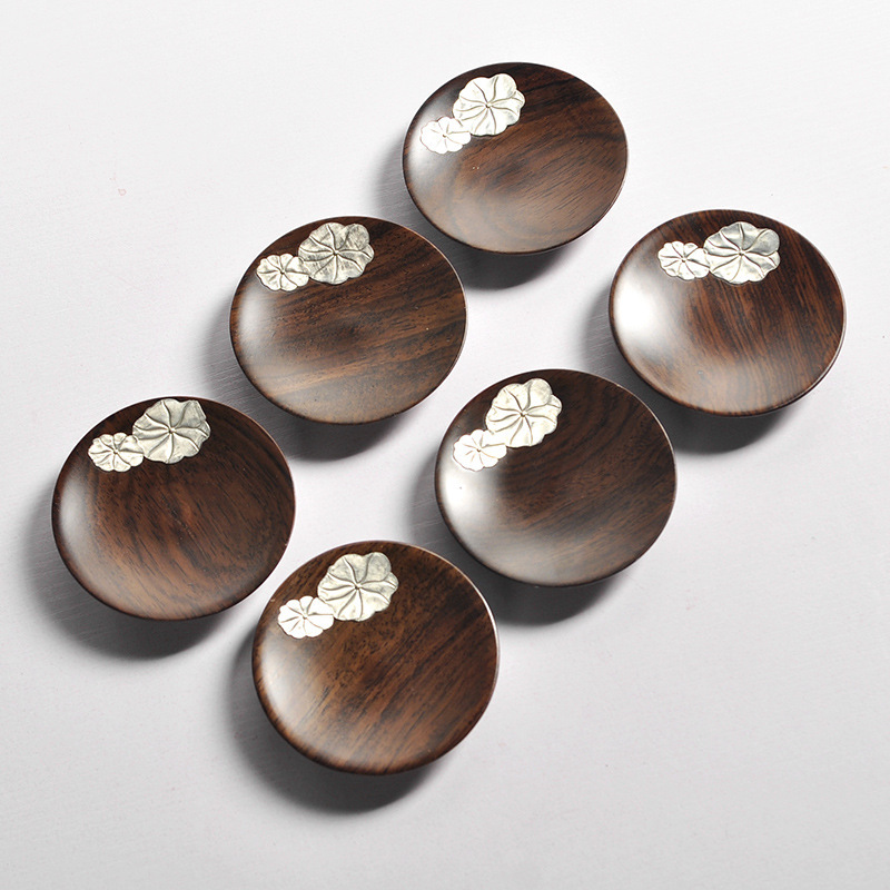 Ebony Tea Set Coaster Sandalwood Cup Holder Kung Fu Tea Mat Tea Cup Mat Heat Insulated Non-Slip Tea Holder Tin Mat Tin