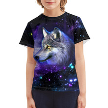 一件代發兒童短款T恤 星空狼 馬印花 圓領童裝短袖可一件代發