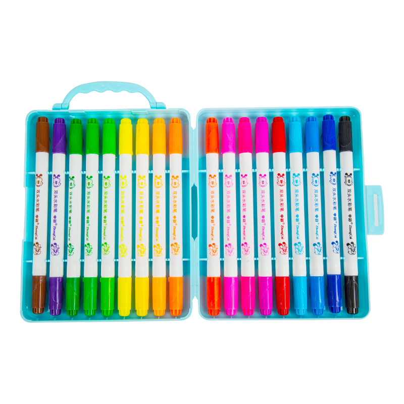 Zhongcai 218 de doble cabeza de acuarela pluma suave pluma de color pluma + gancho pluma Multi-propósito niños materiales de pintura