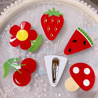 韩版新款儿童发夹网红水果发卡可爱公主亚克力发饰宝宝碎发头饰女|ms