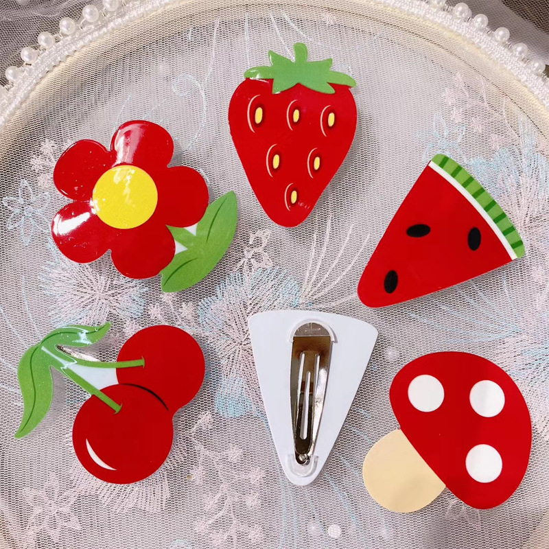 韩版新款儿童发夹网红水果发卡可爱公主亚克力发饰宝宝碎发头饰女|ms