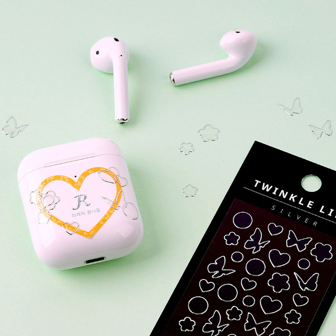 Corea del Sur wannahit oro y plata borde mariposa amor pegatinas decorativas mano cuenta estrella persiguiendo pequeña tarjeta foto mano cuenta pegatinas W45