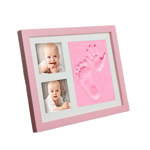 Creative Baby Handprint and Footprint Frame, Infant Hand and Footprint Hand Sticker White Frame, Full Moon Keepsake, Handprint Ink