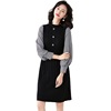 Fashion stitching Plaid knitted dress spring and autumn women’s clothing Korean style medium length waist slim sweater s