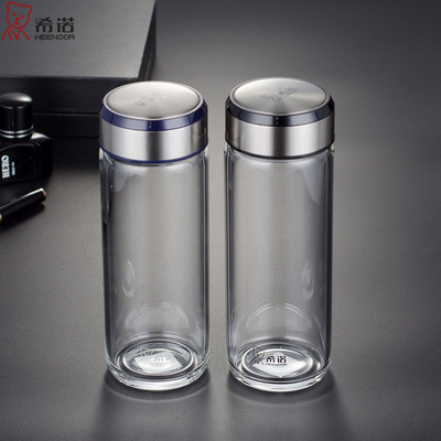 希诺玻璃杯单层加厚带盖透明家用水杯男女大容量简约个性杯子定制|ms