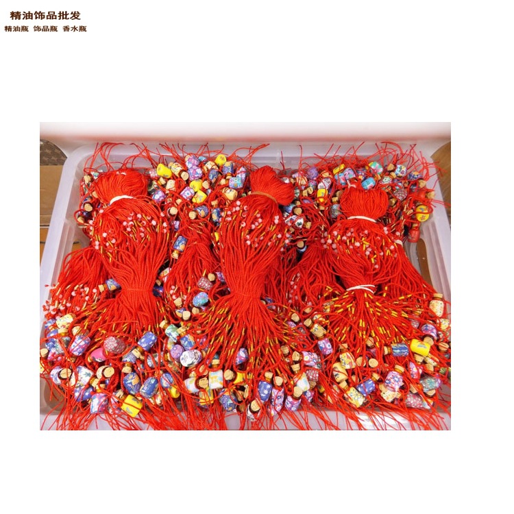 中国精油饰品网全包软陶瓶红色简易牛筋绳项链05.jpg