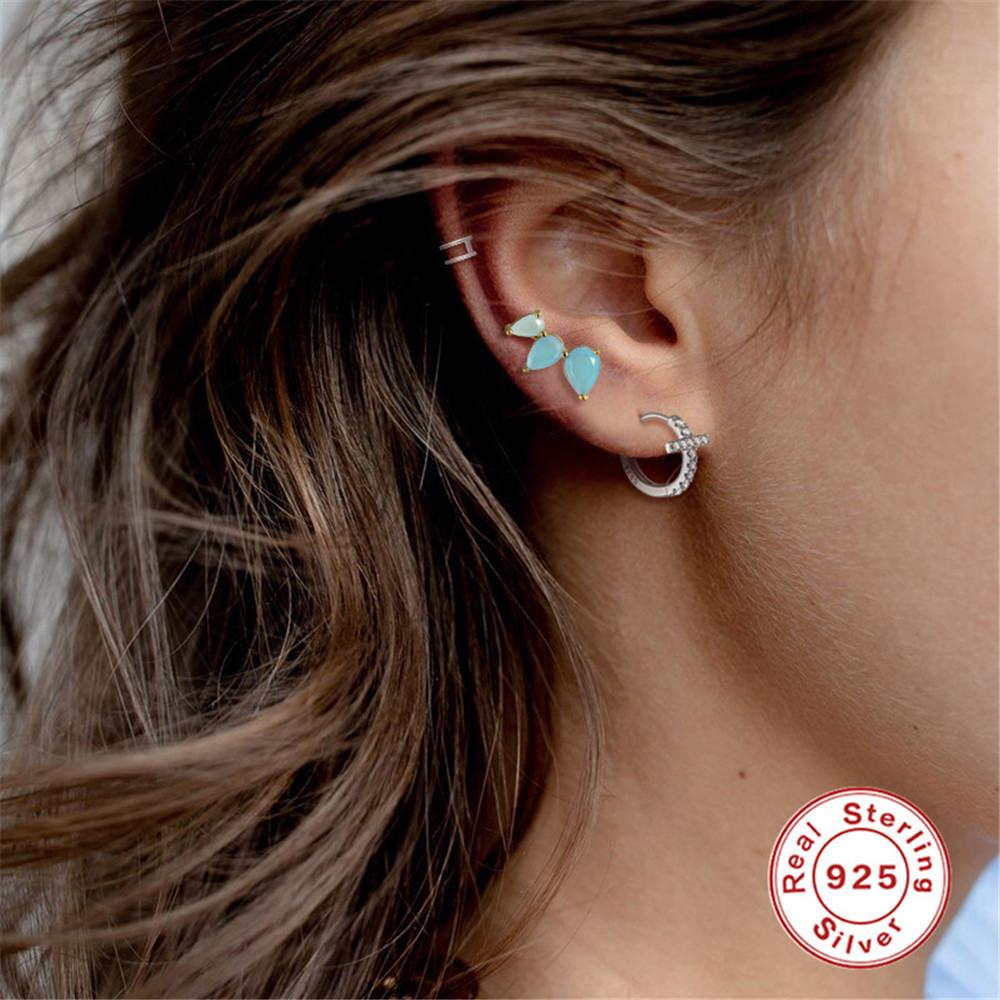 1 Paire Style Simple Brillant Traverser Placage Incruster Argent Sterling Zircon Des Boucles D'Oreilles display picture 6