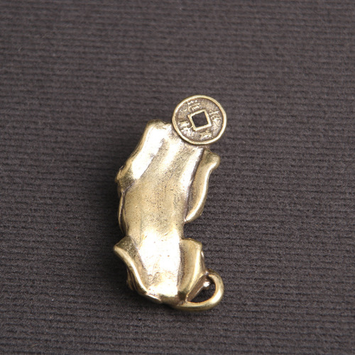 Pure brass exquisite money-biting Pixiu keychain pendant auspiciousness and wealth solid Pixiu luggage pendant