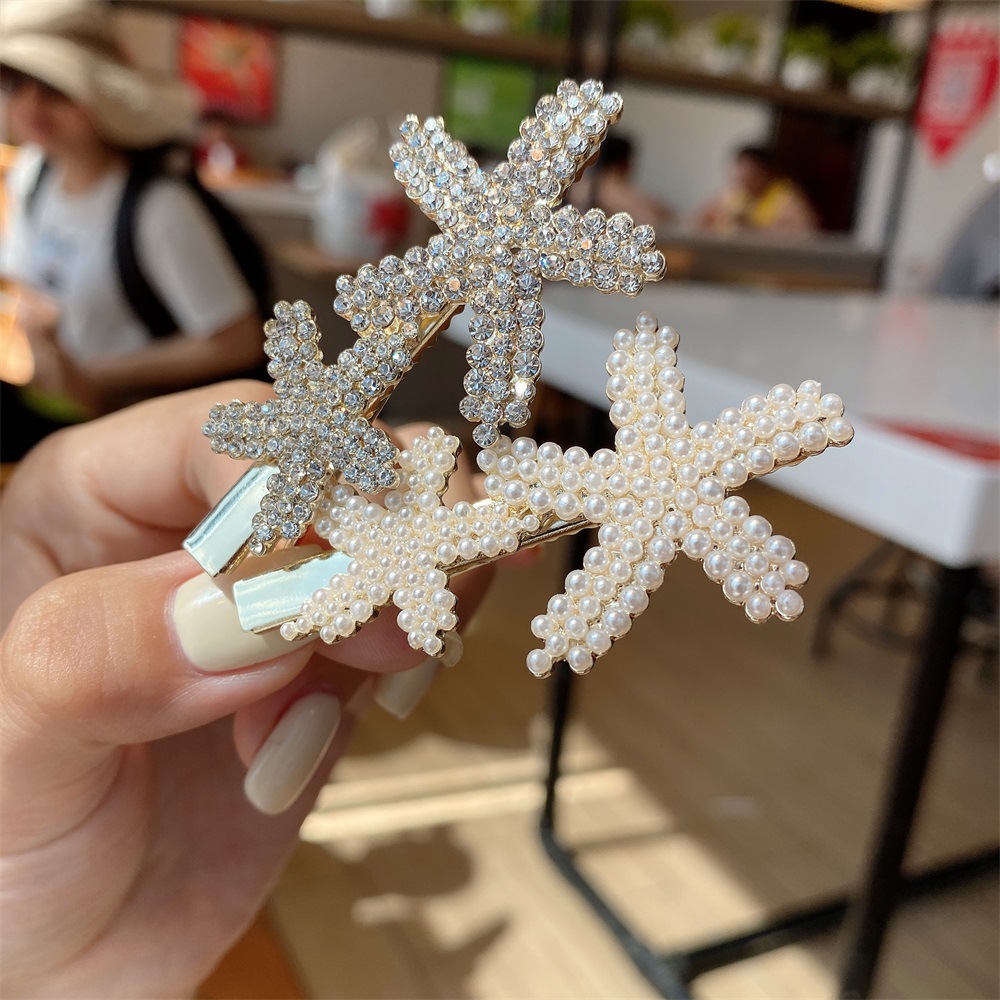 Fashion Starfish Shaped Inlay Pearl Barrettes Hair Accessories display picture 1