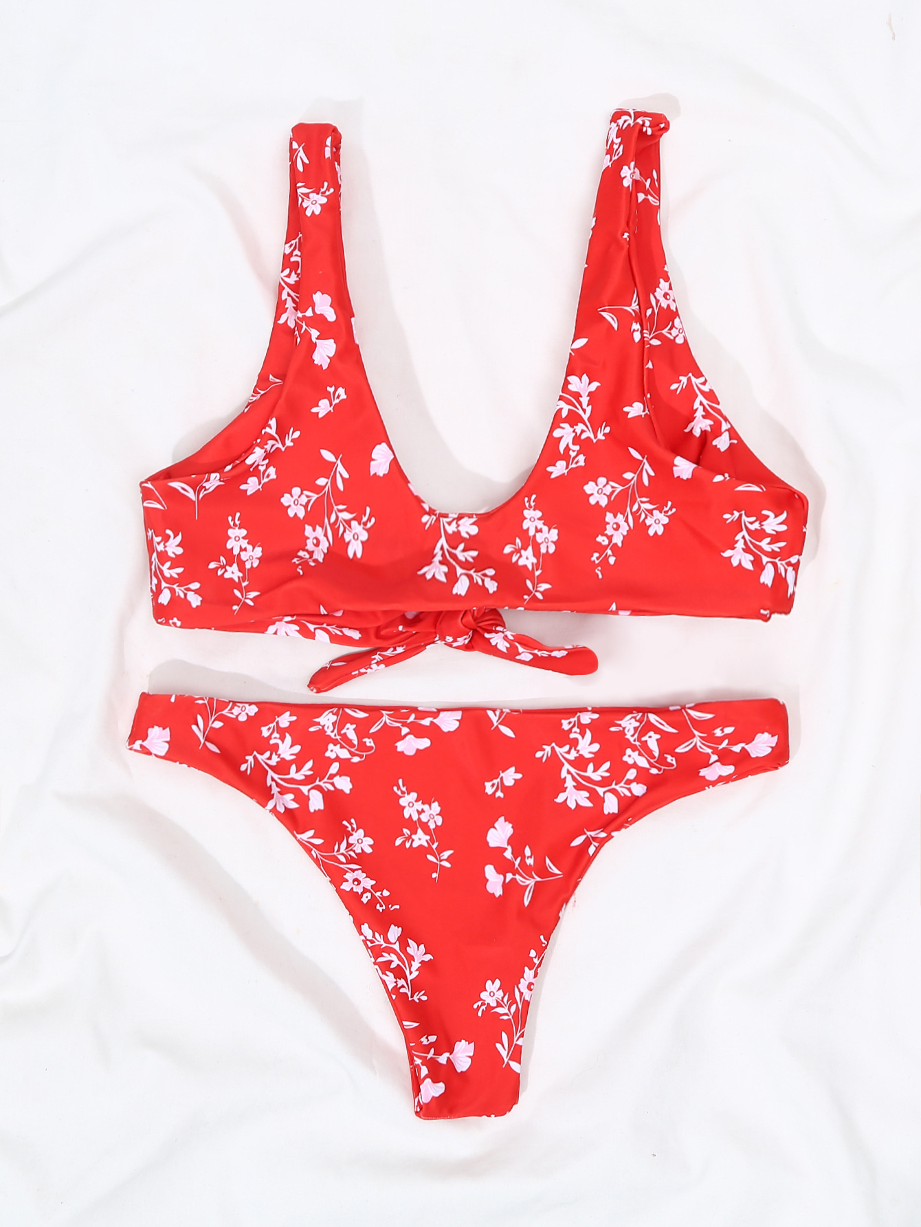 Chest Knotted Print Double-Sided Bikini NSFPP95029