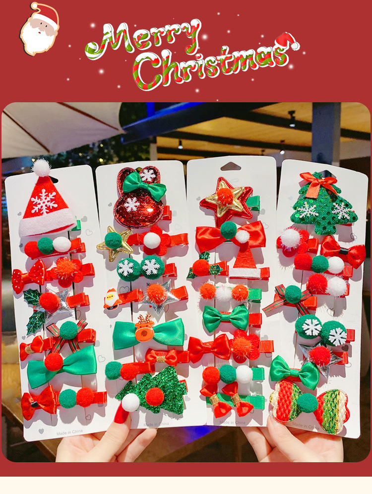 50g Weight Hair Clip Hair Accessories Type 1 Set Quantity Daily, Festival Occasion Christmas Cartoon Style Women's Rabbit Christmas Tree Bow Knot Hair Clip