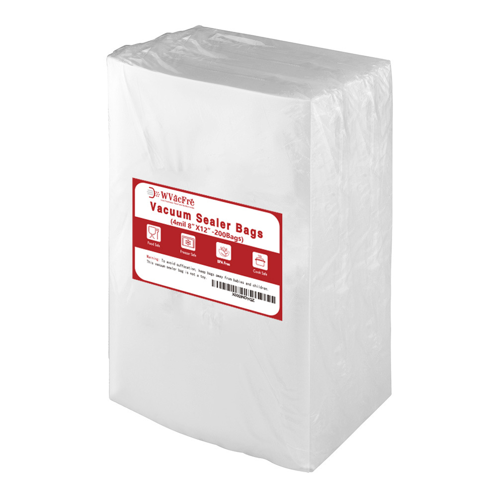 200pcs光面10丝尼龙真空保鲜袋纹路袋食品级透明压纹真空压缩袋