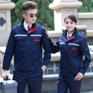 Long-sleeved overalls suit men's wear-resistant spring and autumn reflective strip Factory clothing labor protection clothing high-speed road construction clothing wholesale