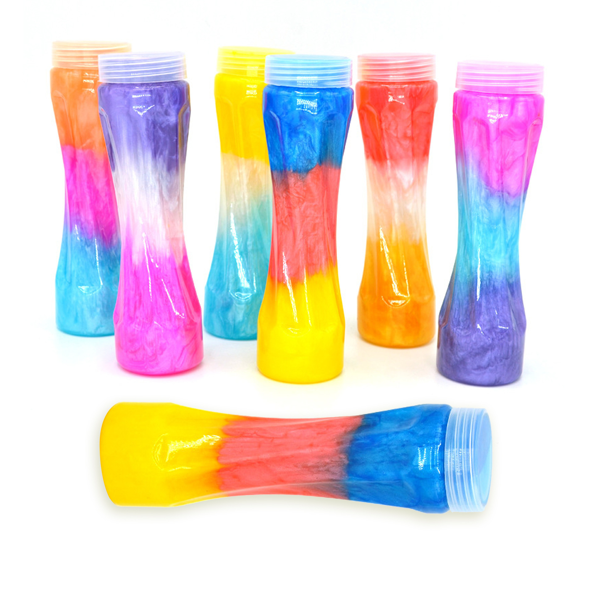 Barro de cristal naranja púrpura colorido perlado degradado