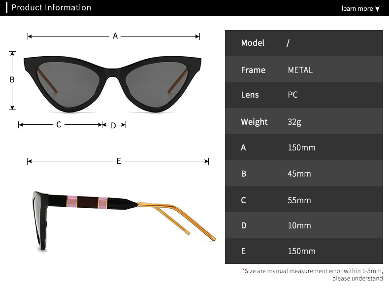 Gafas De Sol Con Montura En Forma De Ojo De Gato Tendencia Retro Clásica Espejo Plano Con Luz Anti-azul display picture 1