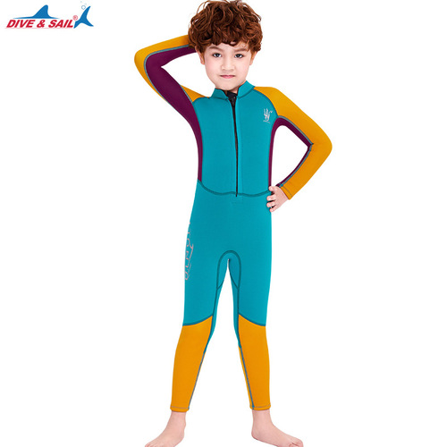Cross-border new children's wetsuit 2.5mm one-piece thickened thermal swimsuit long-sleeved big children's cold-proof snorkeling swimsuit