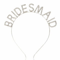 Vintage European and American Alloy Diamond Letter Bridesmaid Headband Wedding Hair Accessory Headband Wholesale