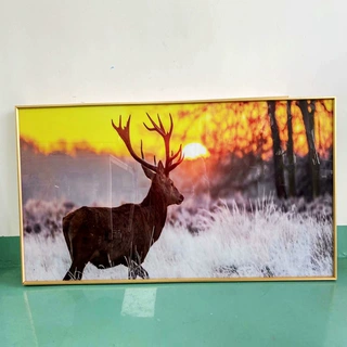 卧室装饰画床头挂画北欧风格背景墙壁画现代麋鹿客厅挂画加工定制