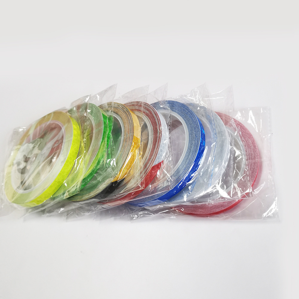 晶格反光貼帶不幹膠摩托車自行車輪毂夜光裝飾炫目自行車反光膠帶