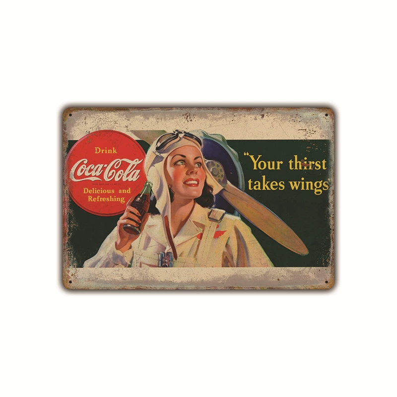 Безрамочная металлическая вывеска (Coca-Cola) ретро рекламный плакат, 20×30 см, винтажное декоративное украшение