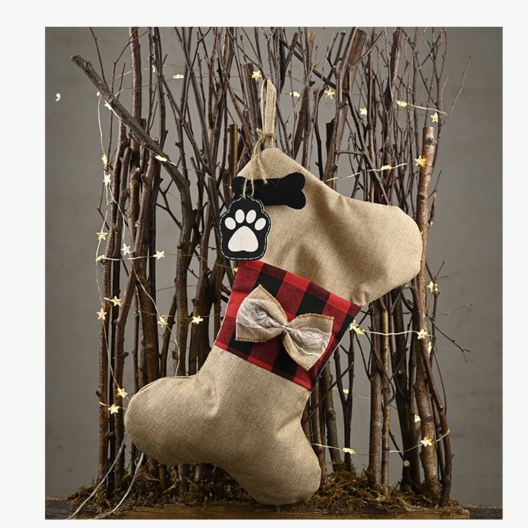 Weihnachtsstrumpf Aus Leinen Kariert Als Baumschmuck Und Geschenk_voghion.com