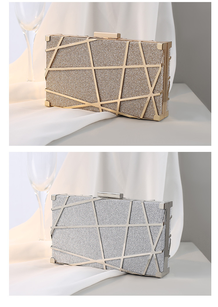 Fashion Style Square Shape Small Size Red Black Gold Metal Geometric Square Evening Bags