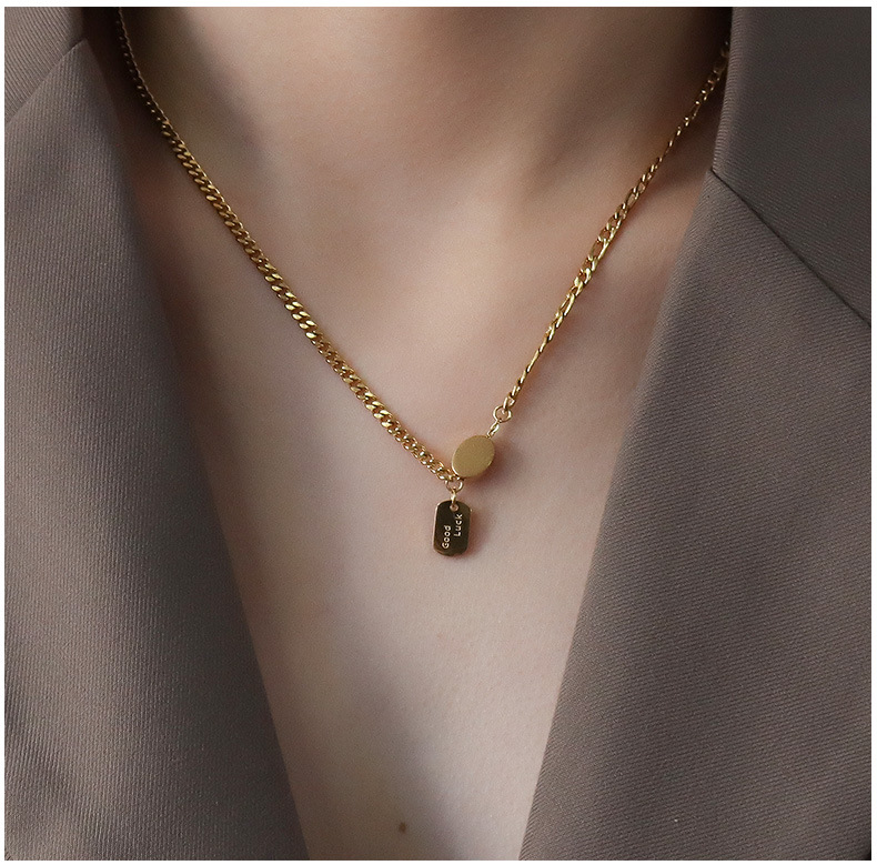 Collier De Clavicule Anglaise Ovale Simple Bonne Chance display picture 7