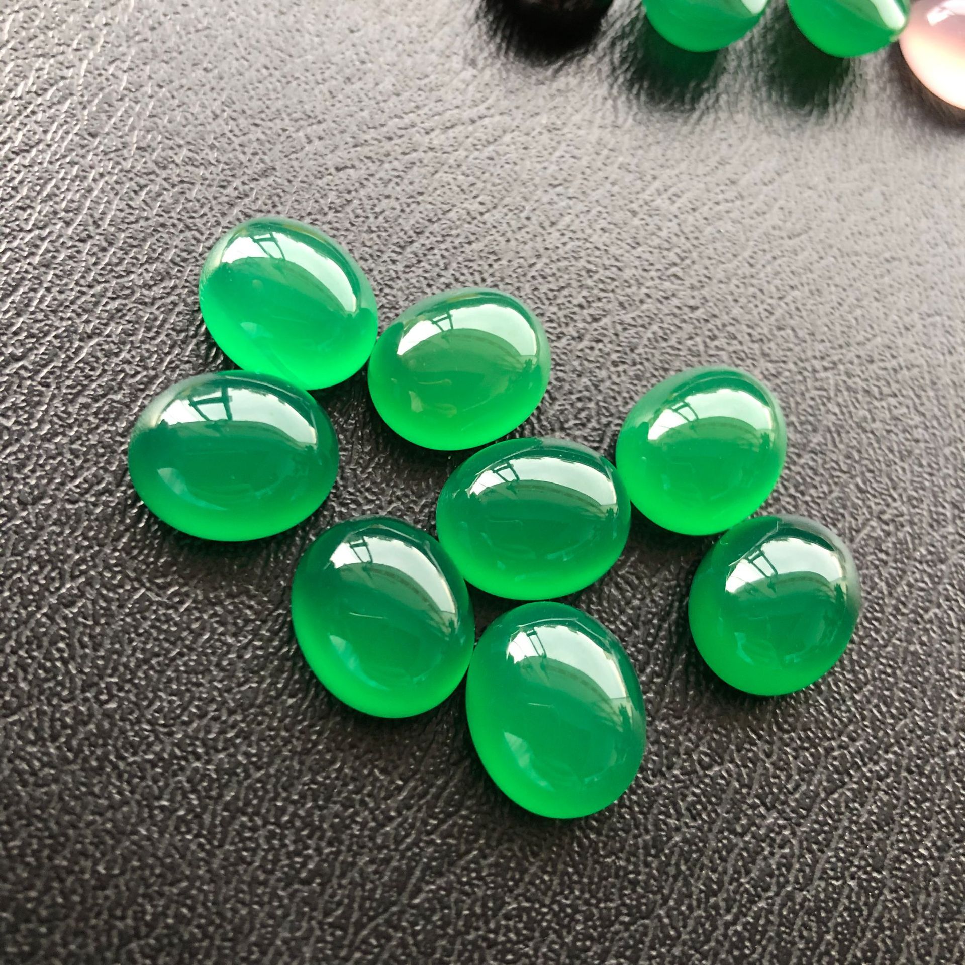 [Agate ring noodles]Spot Green 12*14 Arc bottom ring surface diy Handicraft Hairpin head agate Abstaining face