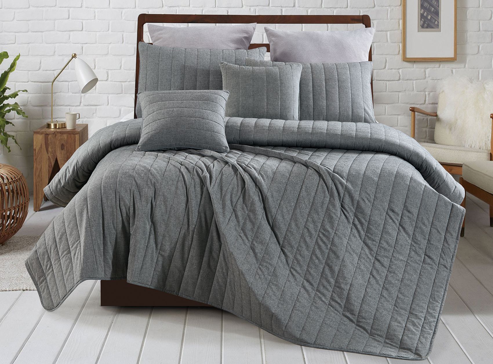 欧美纯色全棉水洗床盖简约风范系列