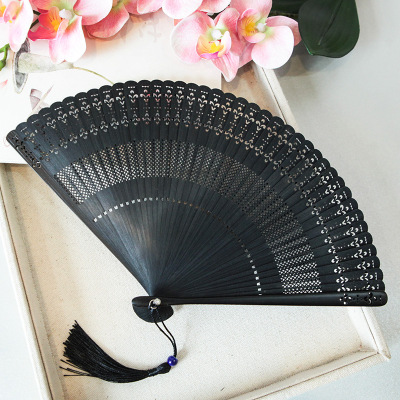 Chinese Fan Chinese Hanfu hand Fan Ancient folding fan full bamboo fan bamboo carving hollow out very small female fan Guofang bag folding fan