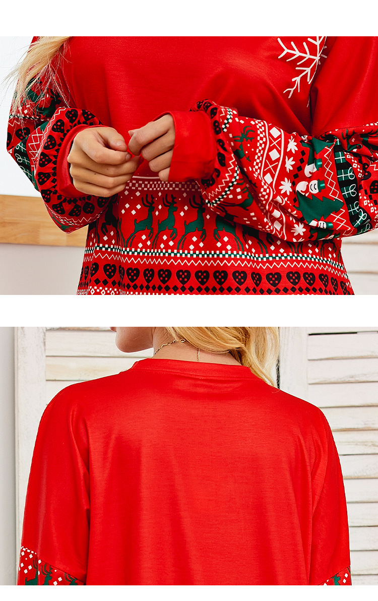 Christmas Print Long Sleeve Casual T-shirt  NSXS36140