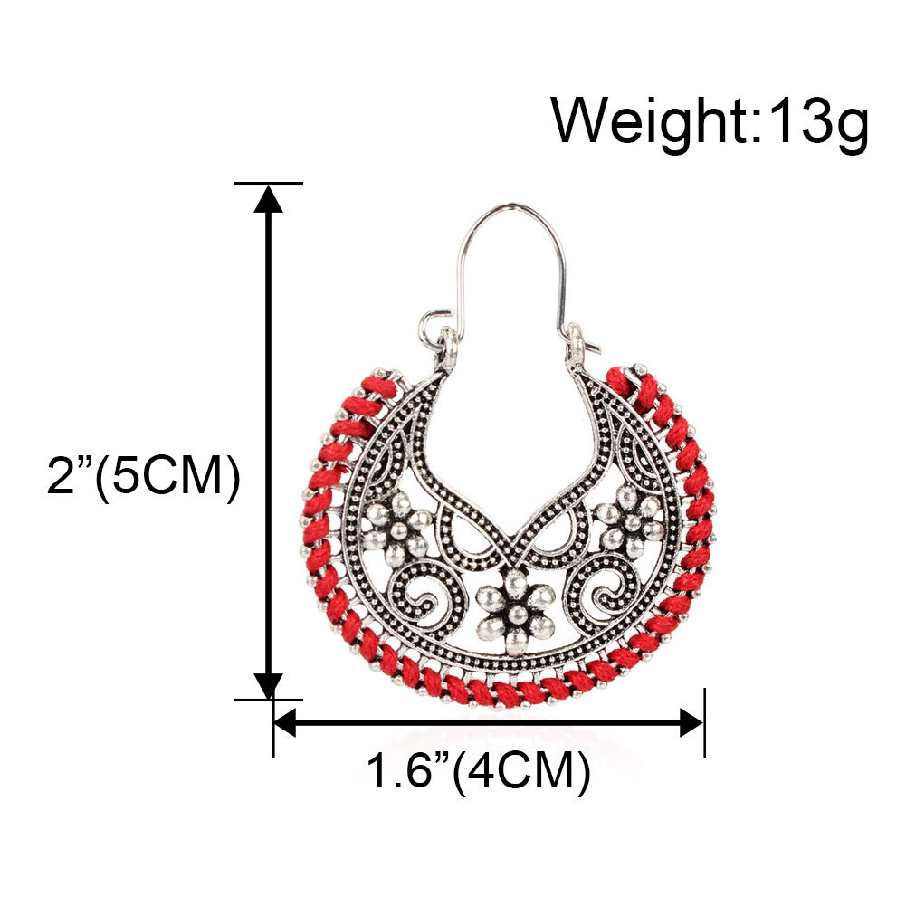 Retro National Style Hollow Carved Earrings Fashion Woven Earrings display picture 1