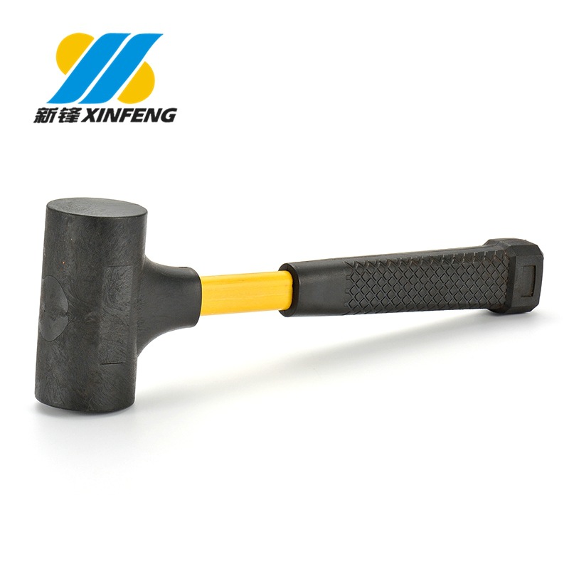 厂家供应方形手柄 橡胶锤 带黄色玻璃纤维杆 防滑手柄套无弹力锤
