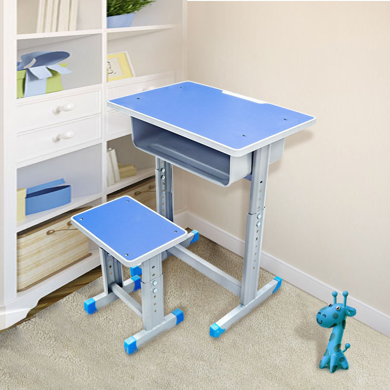 Wholesale primary and secondary school desks school training class writing desk lifting study table single desk and chair set