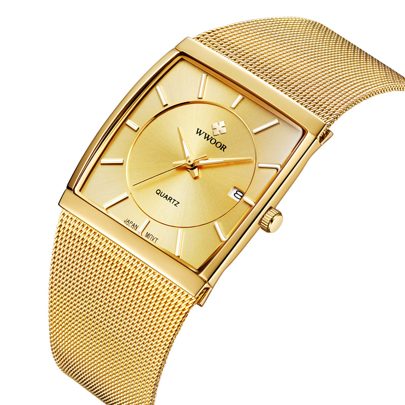 WWOOR Holding Love nuevo reloj de cuarzo de negocios para hombres calendario impermeable reloj cuadrado cabeza casual Bowl Watch 8831
