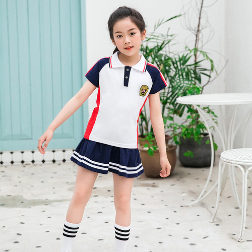 Summer New School Uniform Sets for Primary and Middle School Students, Boys and Girls, Short-Sleeved Performance Clothes, College Style, Children's Class Uniforms