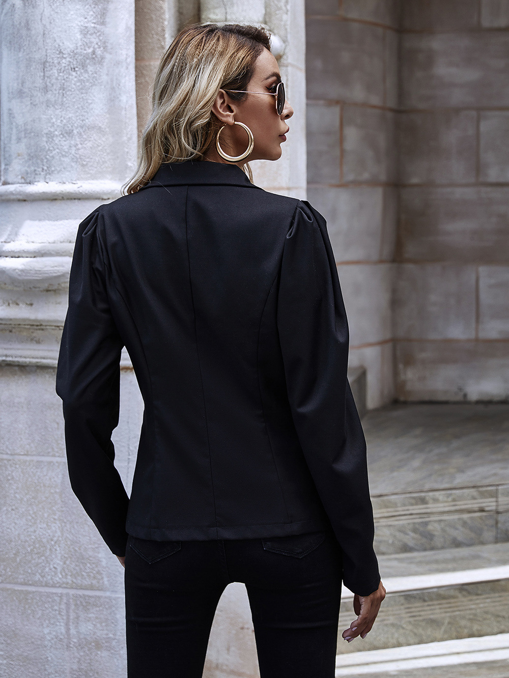 autumn and winter double-breasted blazer women s long sleeves NSDF3275