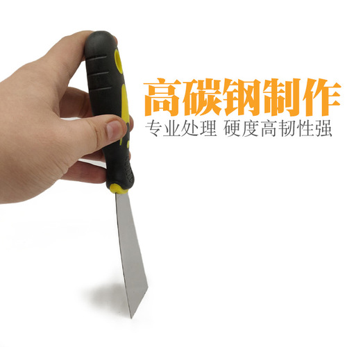 Factory direct sales putty knife two-color plastic handle shovel knife does not fall off the carbon steel blade willfully tough and complete specifications