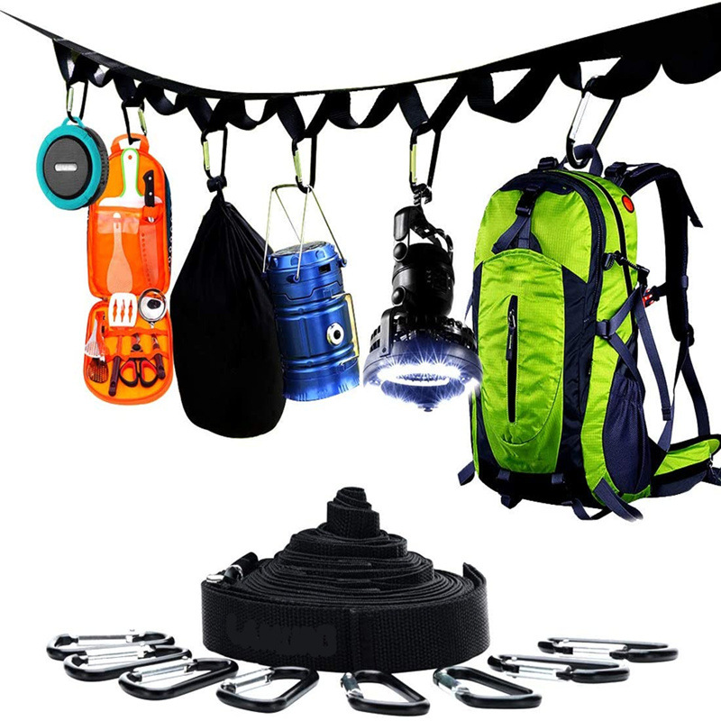 Manufactor Direct selling outdoors Camp Clothesline Camping area Storage Storage Tent hanging rope 19 Hoop Mountaineering Buckle