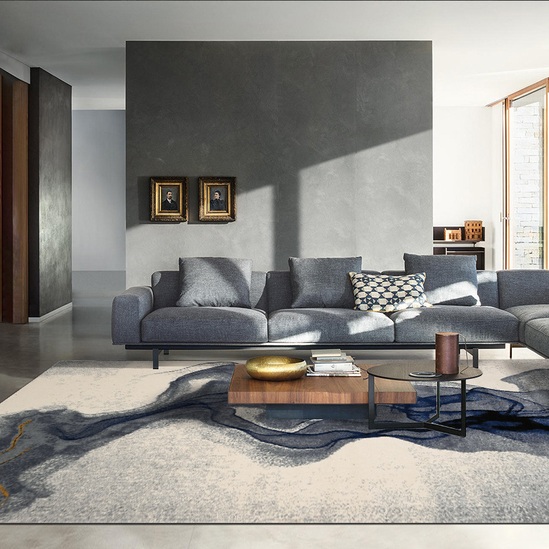 簡約現代樣板間美式地毯家具展廳臥室床邊毯家居別墅客廳茶幾毯